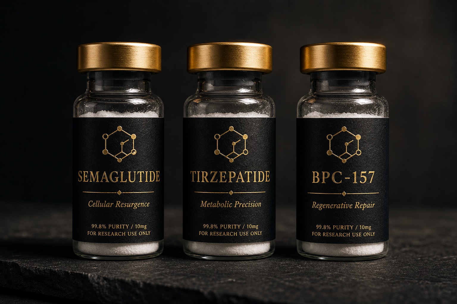 VITALMEDMD peptide therapy product line — vial, jar, and packaging